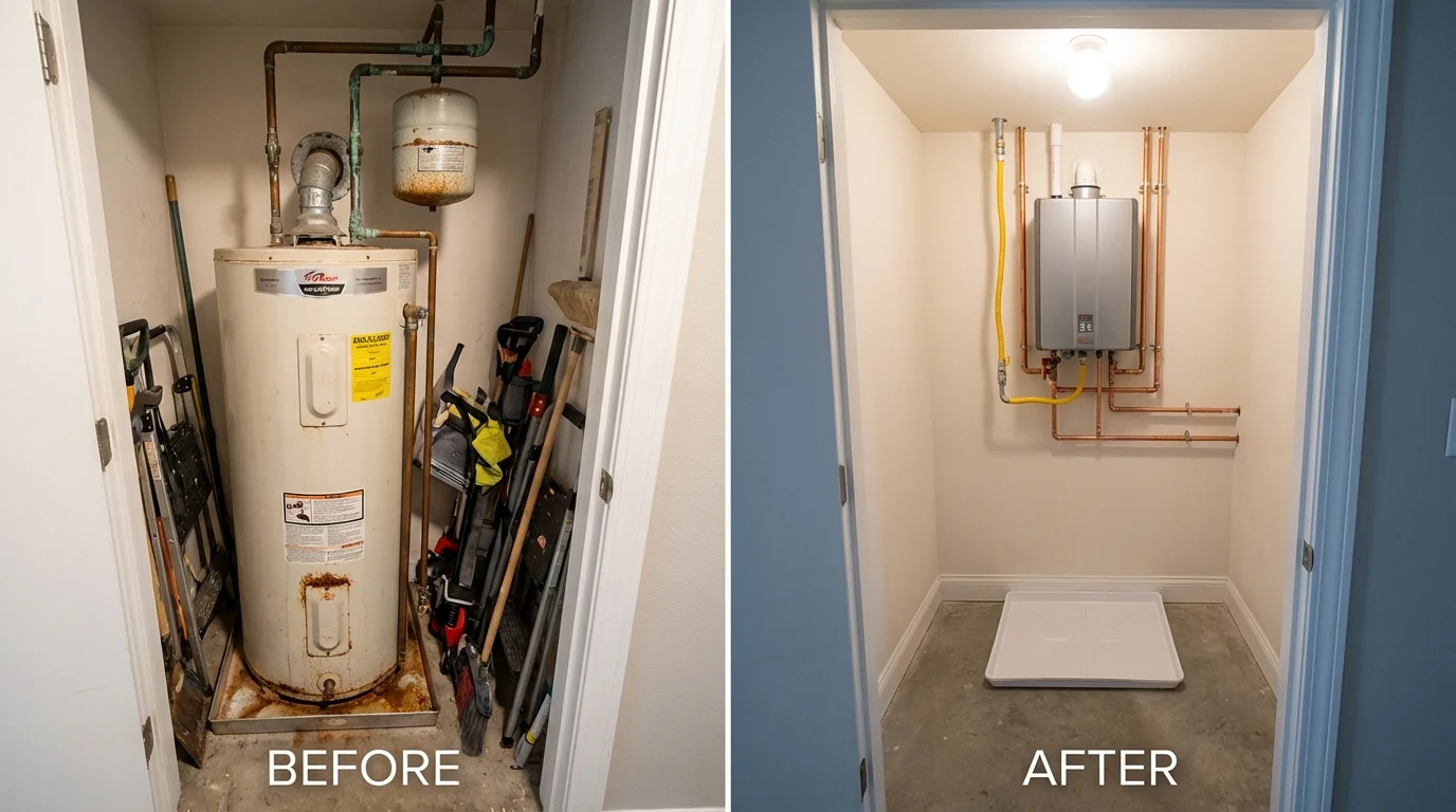 Tank water heater versus wall-mounted tankless unit comparison for West Liberty, WV homeowners